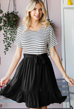 Solid And Stripe Mini Dress With Ruffled