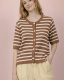 Stripe Button Down Knit Sweater Top