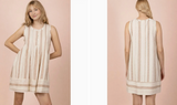 Striped Pintuck Detail Woven Mini Dress