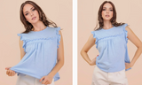 Ruffle Detail Solid Knit Top