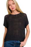 Viscose Crochet Knit Sheer Hollow Sweater