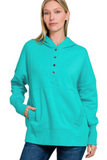 Fleece Half Snap Button Hooded Sweatshirts