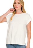 Cotton Modal Slub Rolled Sleeve Tee