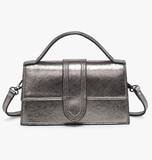 Capri Metallic Clutch In Gunmetal