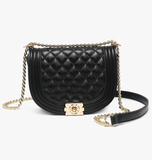 Diana Quilted Push-lock Crossbody In Black