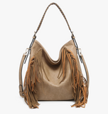 Sav Fringe Hobo In Taupe