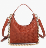 Brenna Matelasse Pattern Shoulder Bag In Brick
