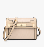 Etta Snake-textured Crossbody In Beige