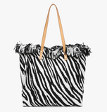 Madison Woven Tote In Zebra