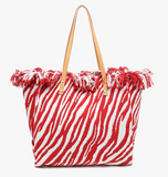 Madison Woven Tote In Zebra-red