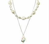 Mu-r R Crystal Baroque Pearl Neck Len:16+3in/15+3in