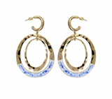 Sa-g G Blue Marble Oval Earring  Size:1.44x1.73in