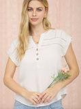 Crochet Line Lace Half Button Top