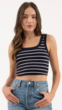 Stripe Sleeveless Knit Crop Tank Top
