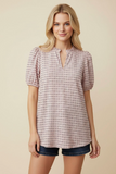 V Neck Puff Sleeve