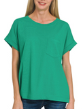 Cuffed Front Pocket Short Sleeve Tee