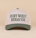 On My Worst Behavior Two Tone Mesh Snapback Hat