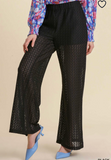 Sheer Elastic Waist Lace Detail Palazzo Pants
