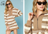 Stripe Half Zip Up Dress