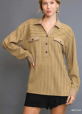 Half Button Down Knit Top