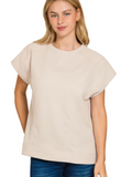 Textured Knit Jacquard Short Sleeve Top