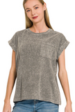 Halo Snow Washed Cuffed Short Sleeve Tee