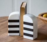 6 Black Inlay Marble Bookends