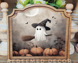 Arch Top Ghostie Witch Framed Art