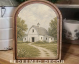 Arch Top White Barn Framed Art