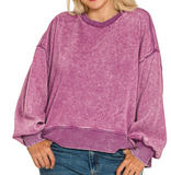 Acid Wash Oversized Fleece Pullover