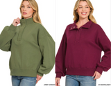 Fleece Half Snap Button Sweatshirt