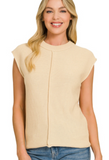 Center Seam Sleeveless Sweater
