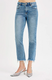 High Rise Crop Straight Slim Jeans