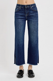 Mid Rise Crop Wide Side Slit Jeans
