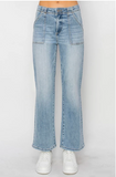 High Rise Ankle Falre Patch Pocket Jeans