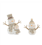 Snowman And Double Snowman (set Of 2) 5.25h, 7h Terra Cotta