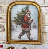12" Antique Gold Santa Tree Frame