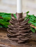 5" Brn. Wash Pinecone Candle Holder