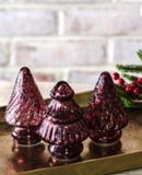 3.75"h Burgundy Glass Trees