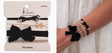 "Harmony" Pearls & Bows In Black & Cream Hair Tie Bracelets