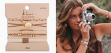"Rise" Cream And Tan With Gold & Sun Accents Hair Tie Bracelets | Medium - #Kl_306876