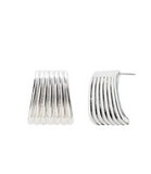 S S Ribbed Rake Shape Earring Size:0.6x0.4in