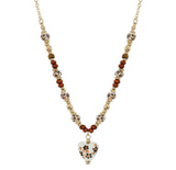 Sto-g G Brown Ceramic Heart Neck Len:16+3in
