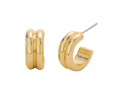 G G 2 Line Post Hoop Earring Size:0.28x0.63in