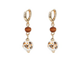 Sto-g G Brown Floral Wood Bead Ear  Size:0.4x0.5in