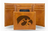 Ncaa Iowa Hawkeyes Brown Laser Engr. Faux Leather Trifold | Default - #letri250101br