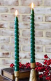 2 Pc Green Led Twist Taper Candle