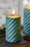 5 Led Green Twist Pillar Candle