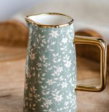 Gold Accent White Flower Pitcher