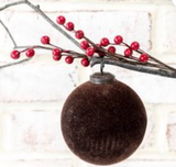 4 Brown Velvet Ball Ornament